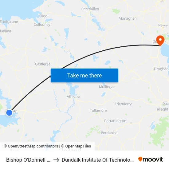 Bishop O'Donnell Road to Dundalk Institute Of Technology - Dkit map