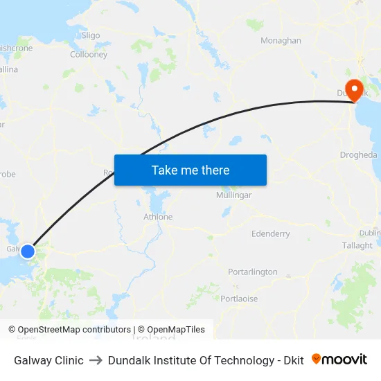 Galway Clinic to Dundalk Institute Of Technology - Dkit map