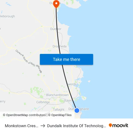 Monkstown Crescent to Dundalk Institute Of Technology - Dkit map