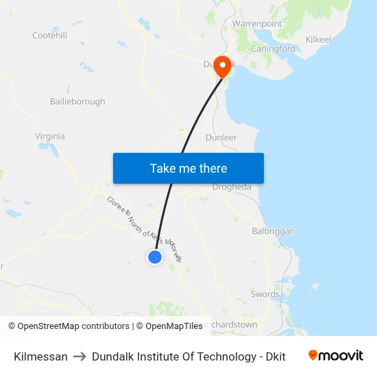 Kilmessan to Dundalk Institute Of Technology - Dkit map