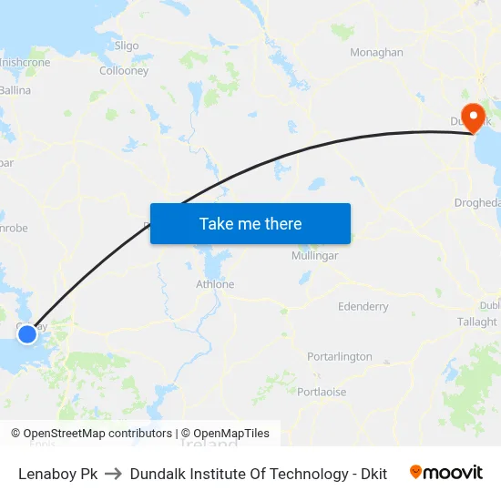 Lenaboy Pk to Dundalk Institute Of Technology - Dkit map
