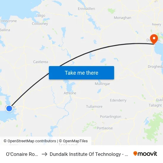 O'Conaire Road to Dundalk Institute Of Technology - Dkit map