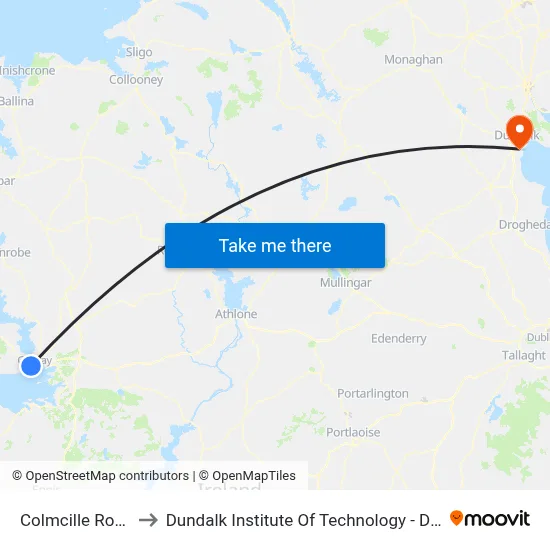 Colmcille Road to Dundalk Institute Of Technology - Dkit map