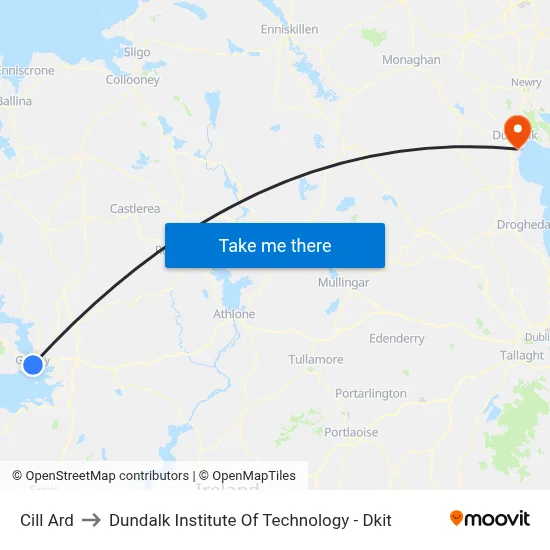 Cill Ard to Dundalk Institute Of Technology - Dkit map