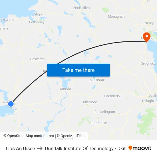 Lios An Uisce to Dundalk Institute Of Technology - Dkit map