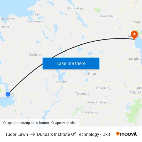 Tudor Lawn to Dundalk Institute Of Technology - Dkit map