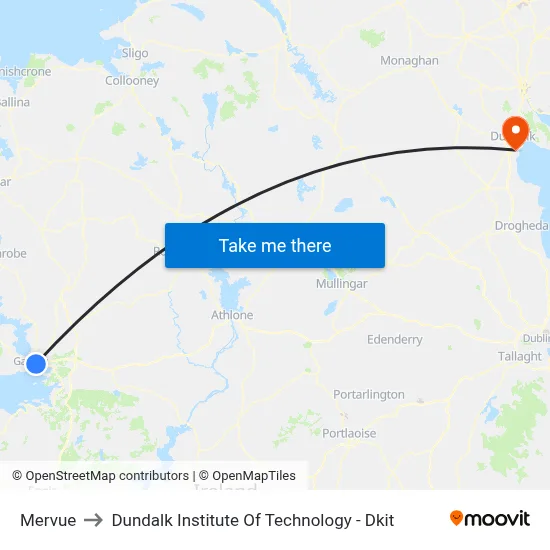 Mervue to Dundalk Institute Of Technology - Dkit map