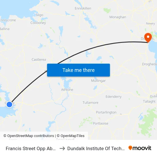 Francis Street Opp Abbey Church to Dundalk Institute Of Technology - Dkit map