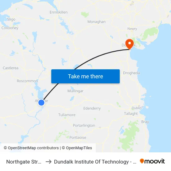 Northgate Street to Dundalk Institute Of Technology - Dkit map