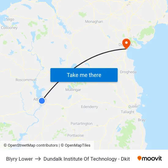 Blyry Lower to Dundalk Institute Of Technology - Dkit map