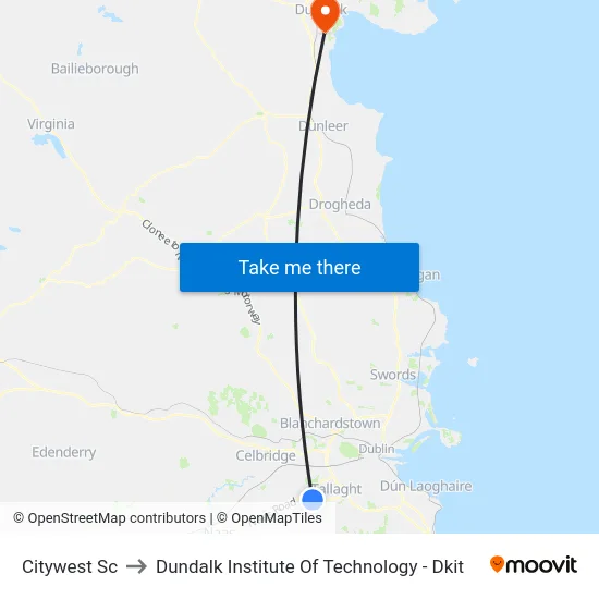 Citywest Sc to Dundalk Institute Of Technology - Dkit map