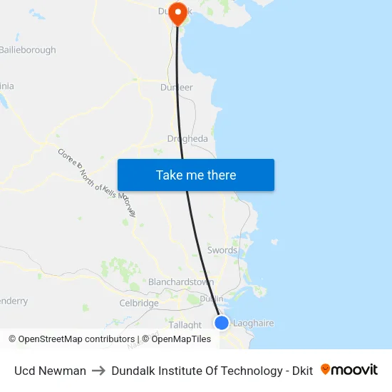 Ucd Newman to Dundalk Institute Of Technology - Dkit map