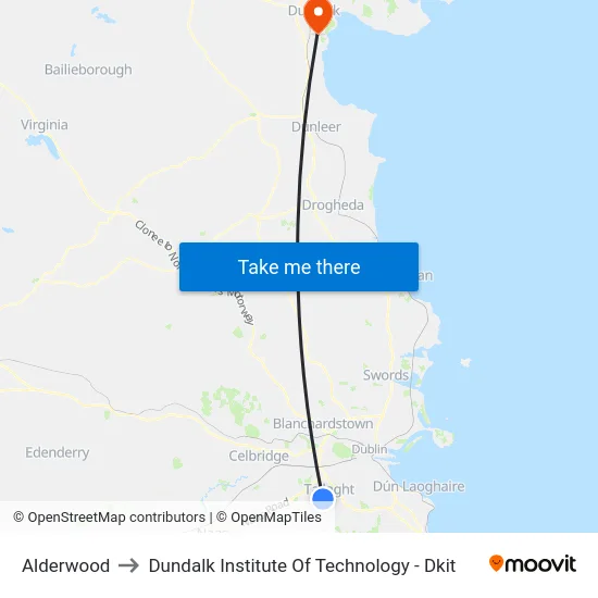 Alderwood to Dundalk Institute Of Technology - Dkit map
