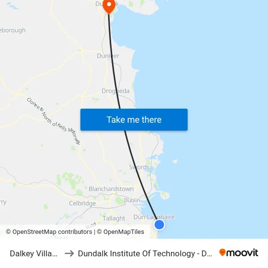 Dalkey Village to Dundalk Institute Of Technology - Dkit map