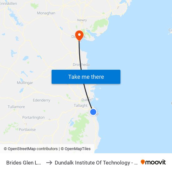 Brides Glen Luas to Dundalk Institute Of Technology - Dkit map