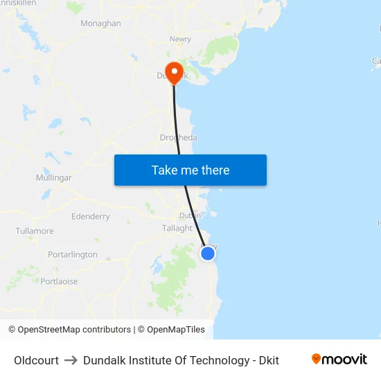 Oldcourt to Dundalk Institute Of Technology - Dkit map