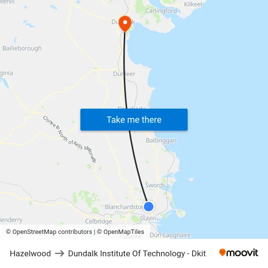 Hazelwood to Dundalk Institute Of Technology - Dkit map