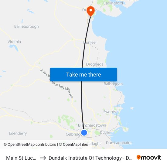 Main St Lucan to Dundalk Institute Of Technology - Dkit map