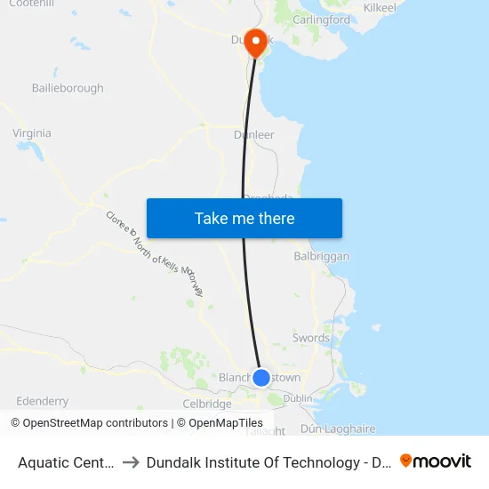 Aquatic Centre to Dundalk Institute Of Technology - Dkit map