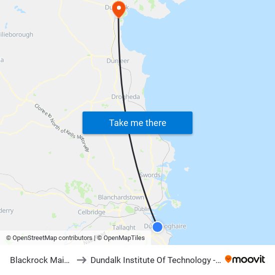 Blackrock Main St to Dundalk Institute Of Technology - Dkit map