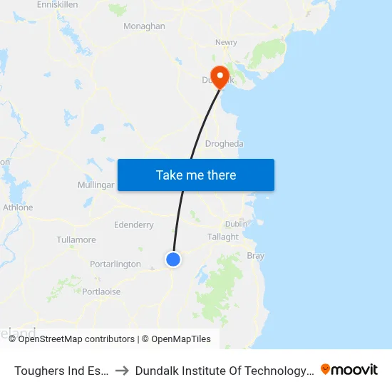 Toughers Ind Estate to Dundalk Institute Of Technology - Dkit map