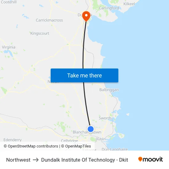 Northwest to Dundalk Institute Of Technology - Dkit map