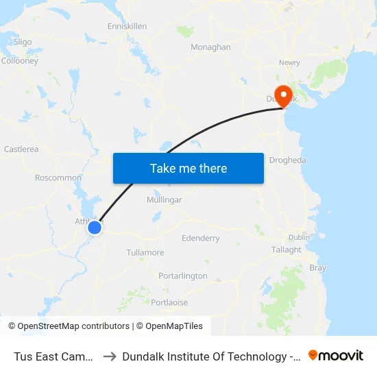 Tus East Campus to Dundalk Institute Of Technology - Dkit map