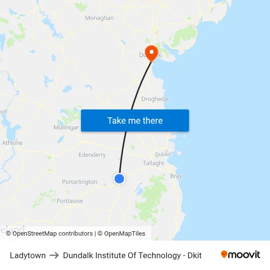 Ladytown to Dundalk Institute Of Technology - Dkit map