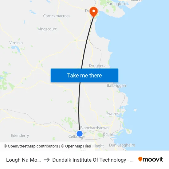 Lough Na Mona to Dundalk Institute Of Technology - Dkit map