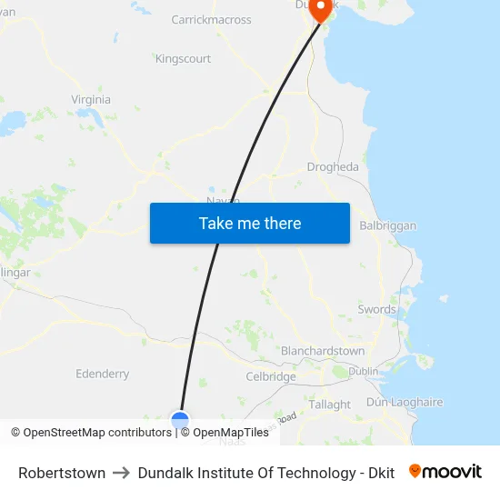 Robertstown to Dundalk Institute Of Technology - Dkit map