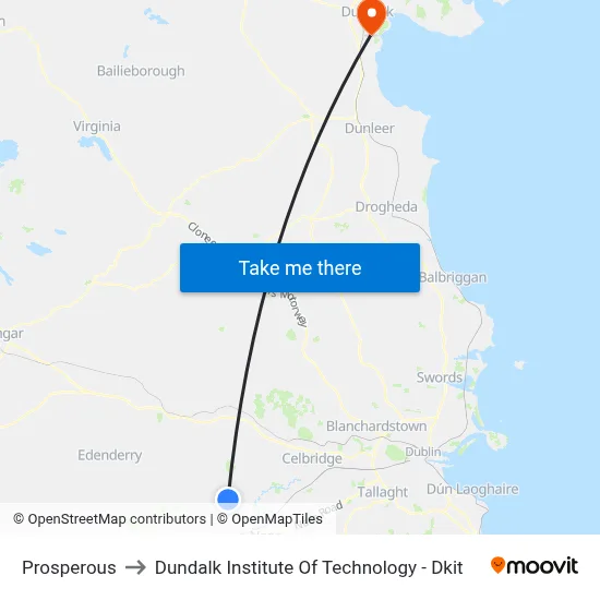 Prosperous to Dundalk Institute Of Technology - Dkit map