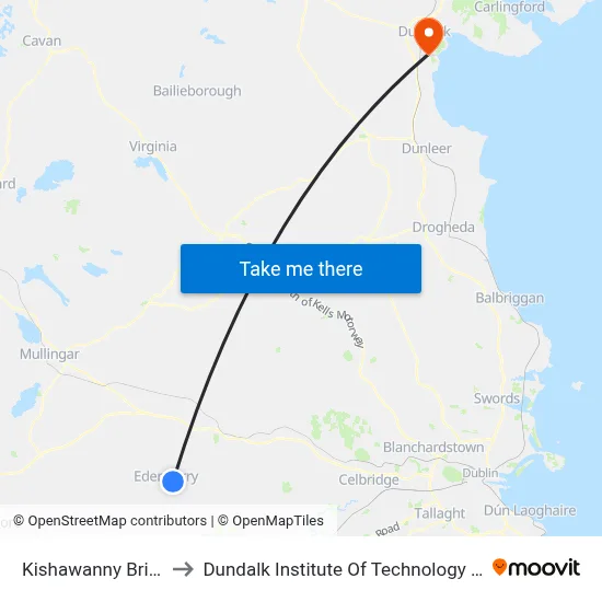 Kishawanny Bridge to Dundalk Institute Of Technology - Dkit map