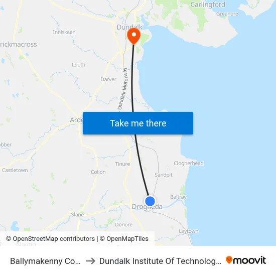 Ballymakenny Coll to Dundalk Institute Of Technology - Dkit map