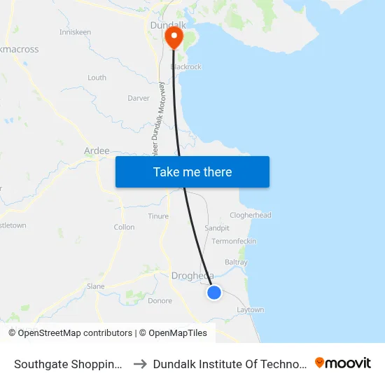 Southgate Shopping Centre to Dundalk Institute Of Technology - Dkit map