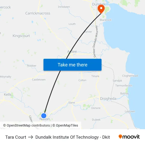Tara Court to Dundalk Institute Of Technology - Dkit map