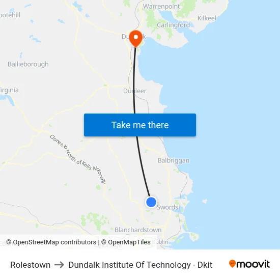 Rolestown to Dundalk Institute Of Technology - Dkit map