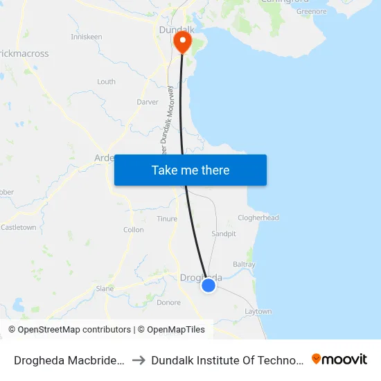 Drogheda Stn to Dundalk Institute Of Technology - Dkit map