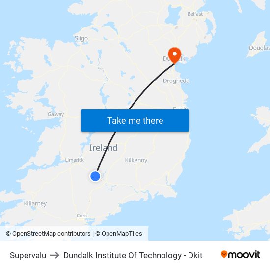 Supervalu to Dundalk Institute Of Technology - Dkit map