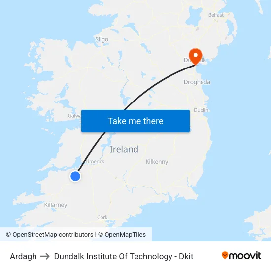 Ardagh to Dundalk Institute Of Technology - Dkit map