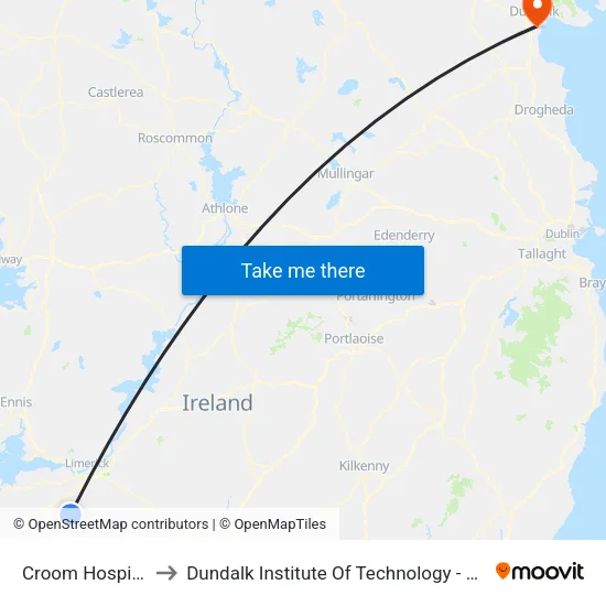 Croom Hospital to Dundalk Institute Of Technology - Dkit map