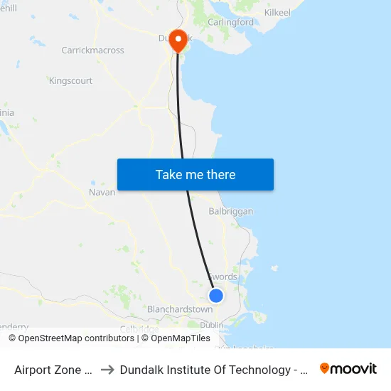 Airport Zone 11 to Dundalk Institute Of Technology - Dkit map