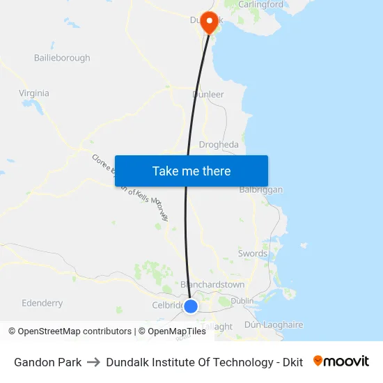 Gandon Park to Dundalk Institute Of Technology - Dkit map