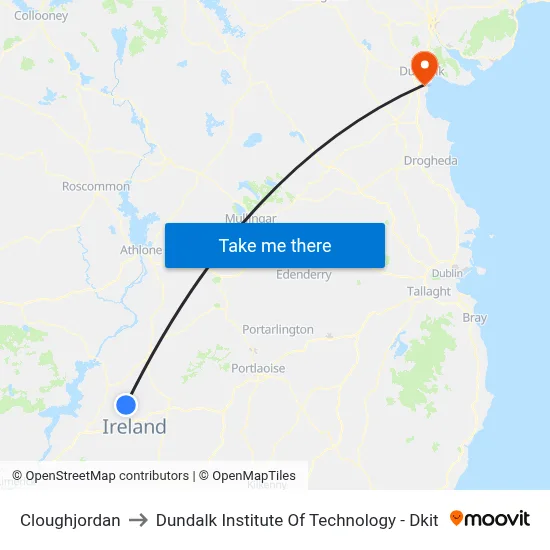 Cloughjordan to Dundalk Institute Of Technology - Dkit map