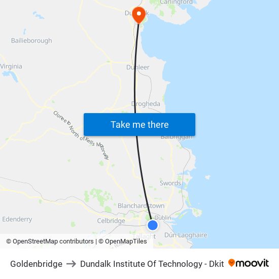 Goldenbridge to Dundalk Institute Of Technology - Dkit map