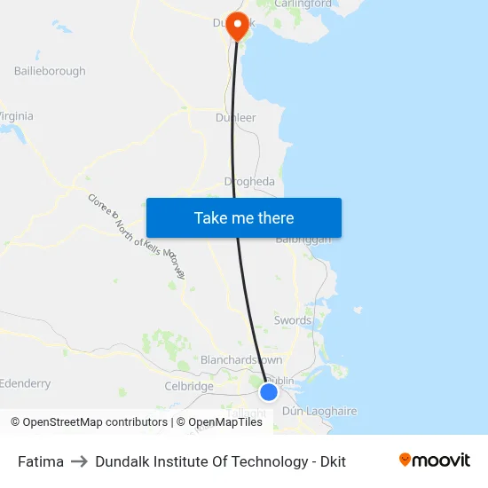 Fatima to Dundalk Institute Of Technology - Dkit map