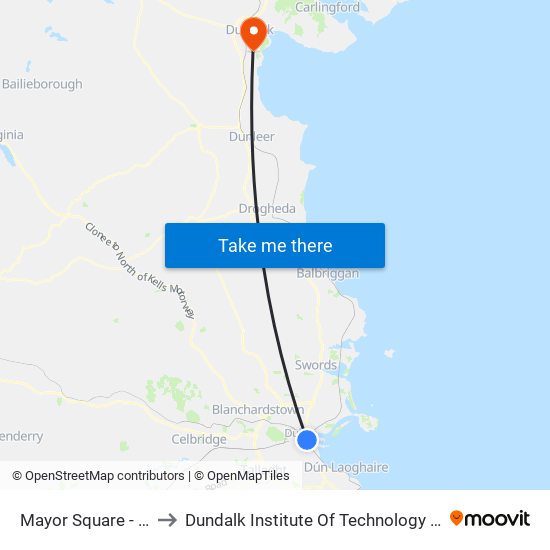 Mayor Square - Nci to Dundalk Institute Of Technology - Dkit map