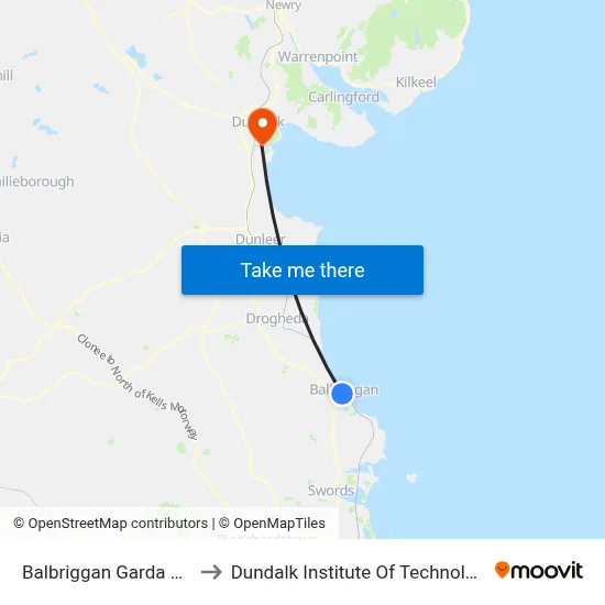 Balbriggan Garda Station to Dundalk Institute Of Technology - Dkit map