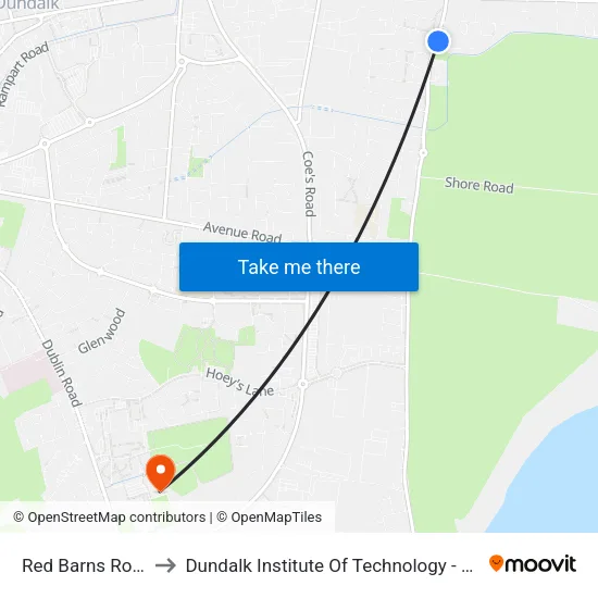 Red Barns Road to Dundalk Institute Of Technology - Dkit map