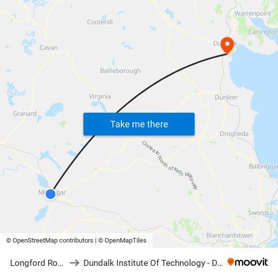 Longford Road to Dundalk Institute Of Technology - Dkit map