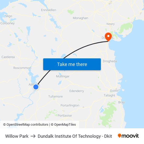 Willow Park to Dundalk Institute Of Technology - Dkit map